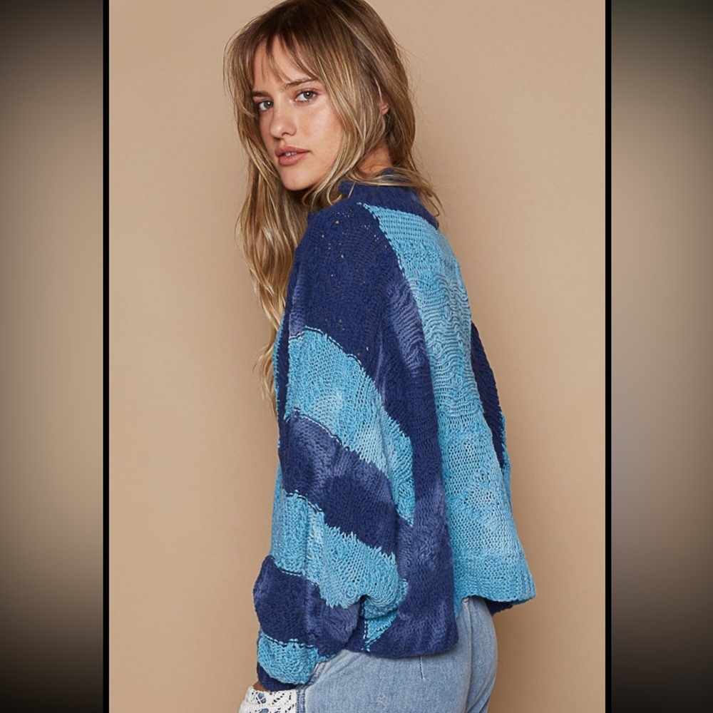 POL STRIPE OPEN KNIT DISTRESSED COLOR SWEATER ❤️NEW COLLECTION IN STORES❤️ - Picture 3 of 5